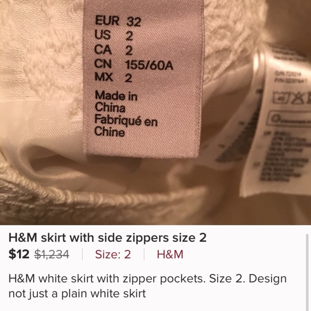 H&M white design skirt size 2 - Picture 8 of 8